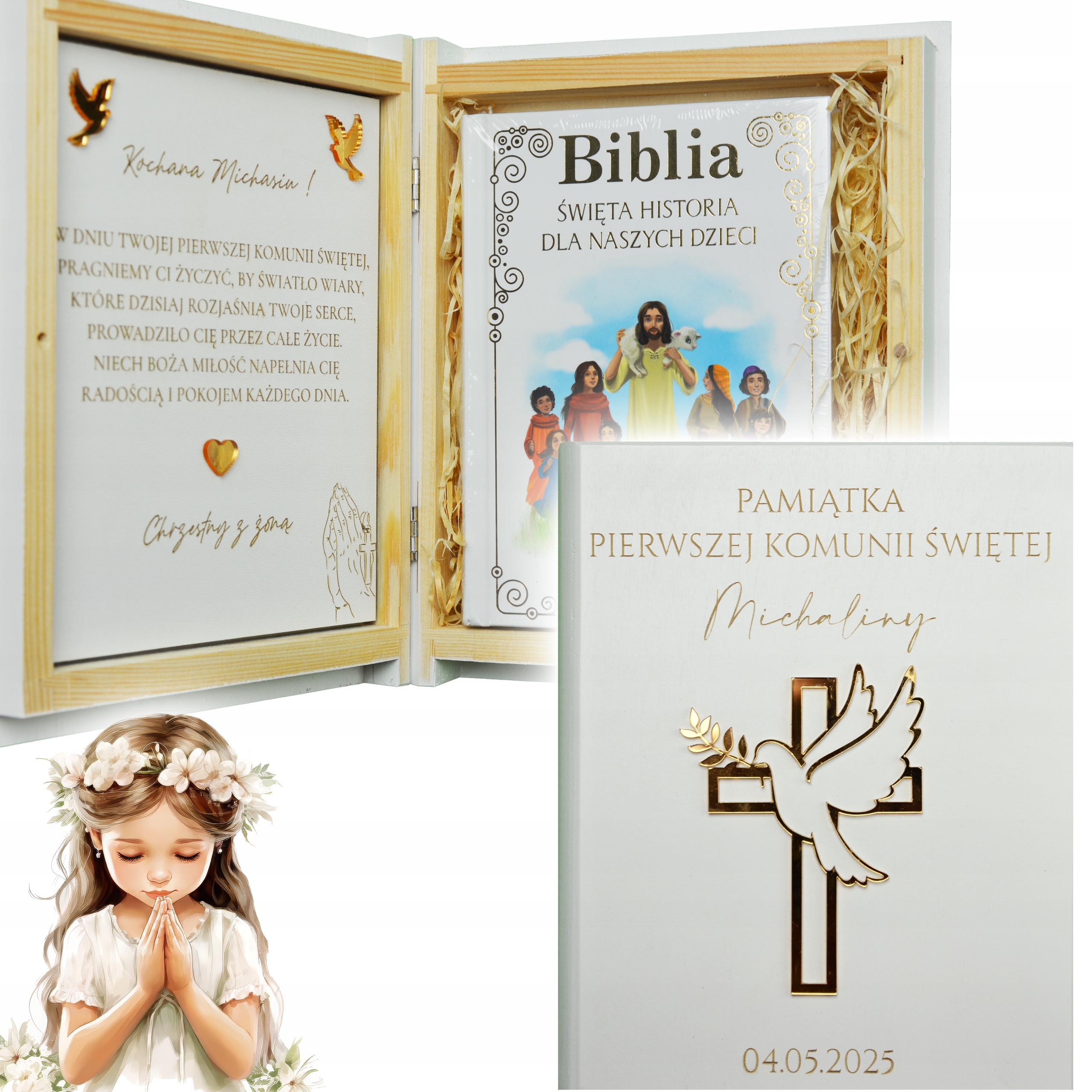 Dřevěná Krabička Na Bibli – Památka Prvního Svatého Přijímání