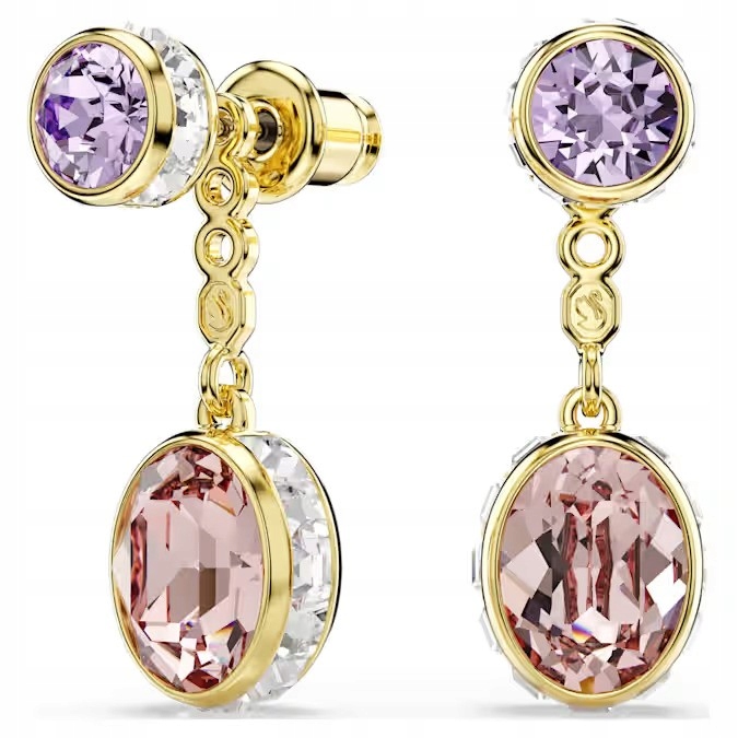 Náušnice Swarovski Chroma Závěsné barevné krystaly Ocel pozlacená tyčinka