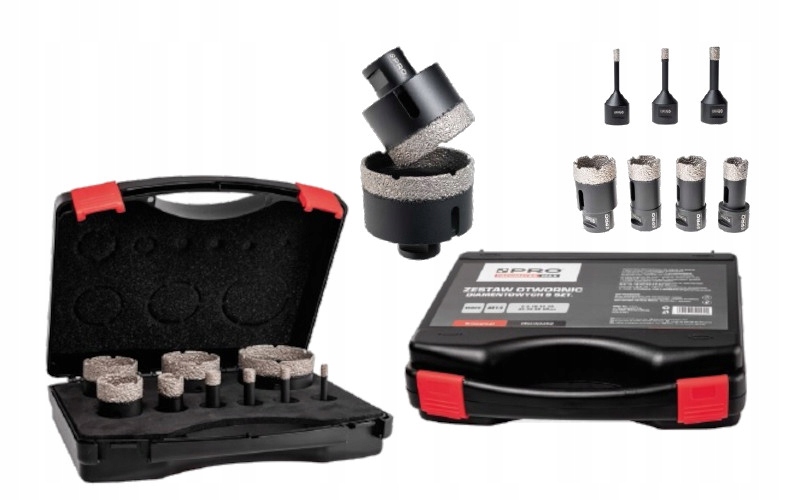 Pro Zestaw Otwornic Diamentowych do Płytek 9szt do Cięcia na Sucho M14