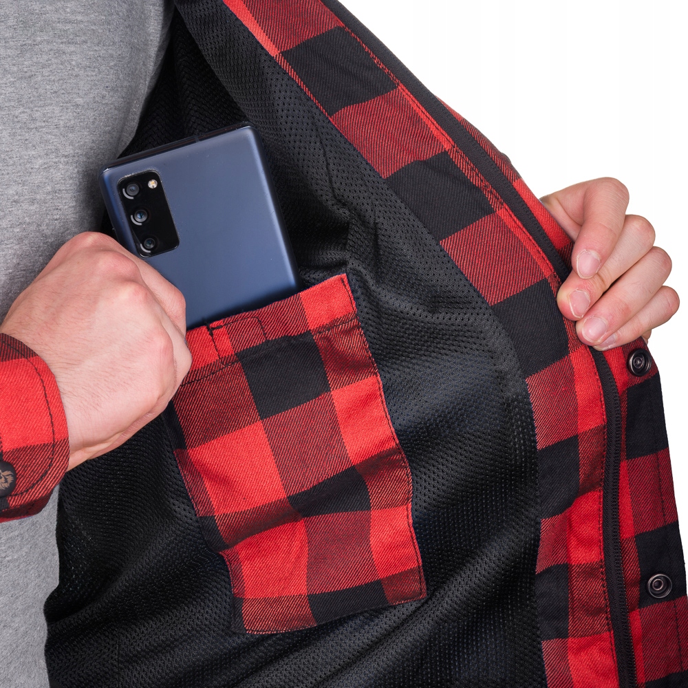 WOLF MĘSKA KOSZULA MOTOCYKLOWA Z KEVLAREM LS01 KOMPLET PROTEKTORÓW RED M Model Wolf LS01