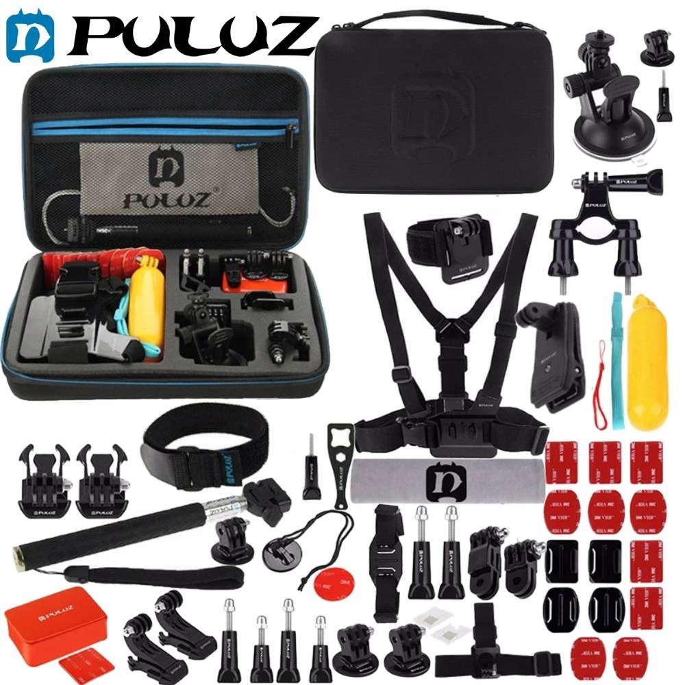 ZESTAW XXL AKCESORIÓW MOCOWAŃ DO KAMER SPORTOWYCH GoPro 53w1 WALIZKA STATYW