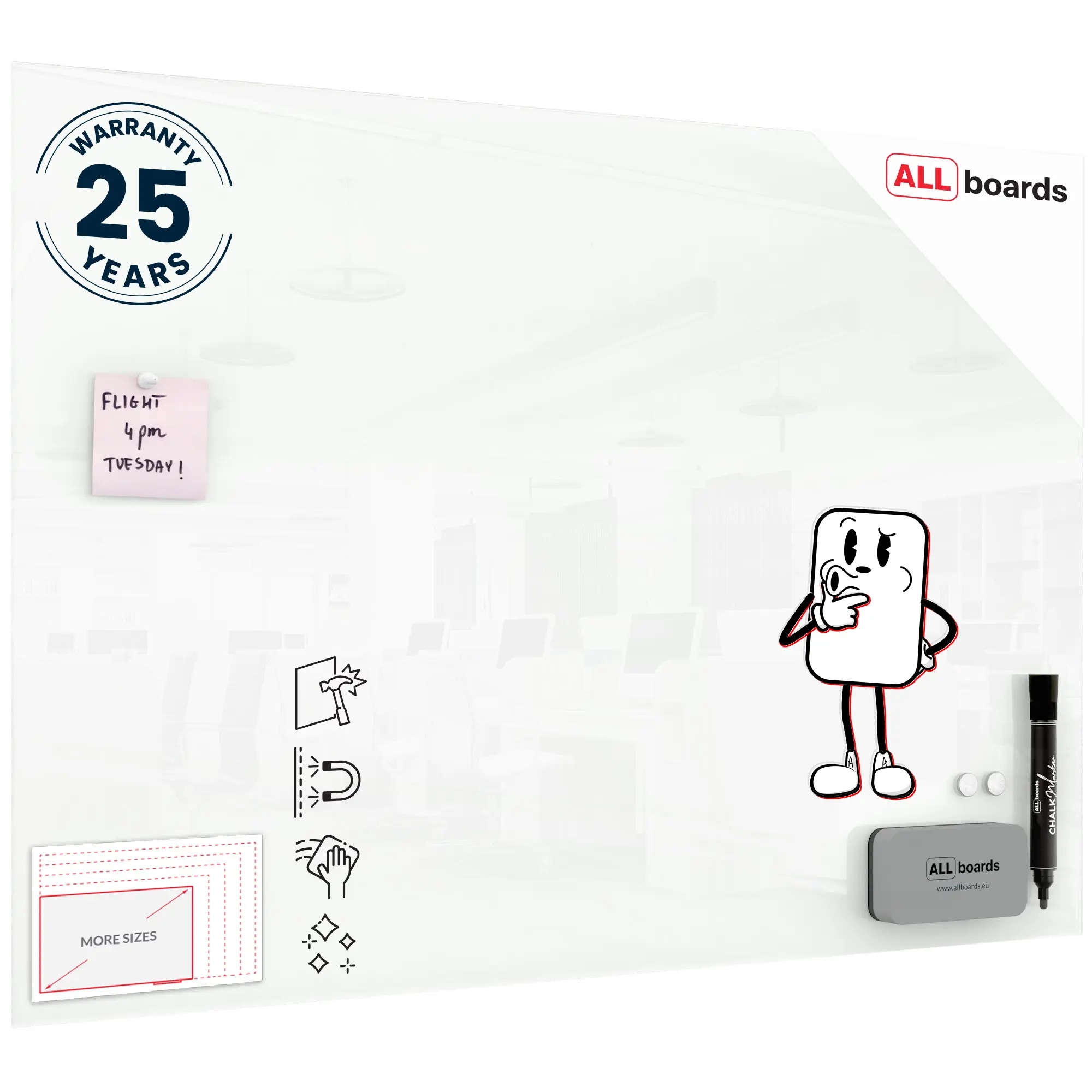 Tablica magnetyczna Szklana biała 100x70 cm