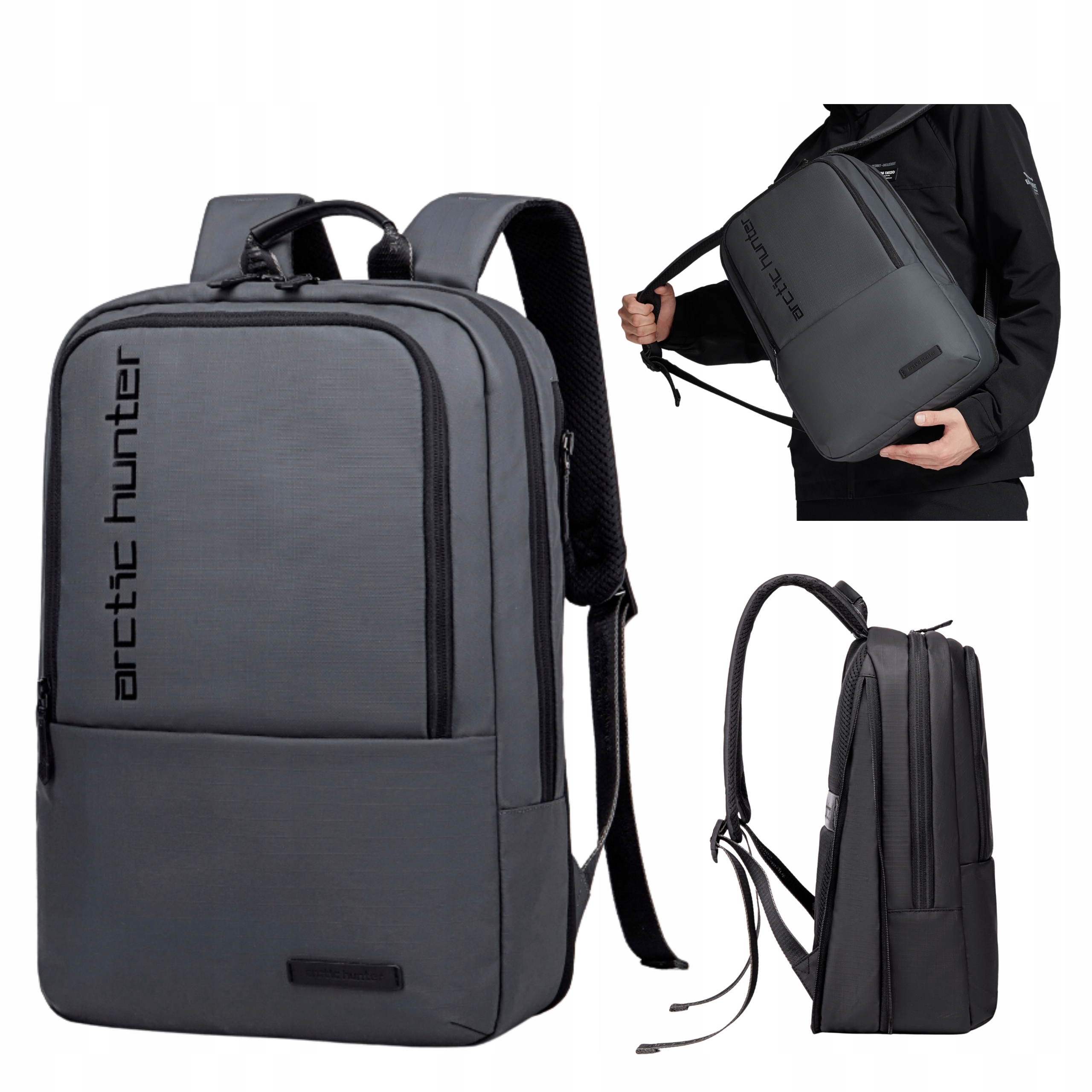 Batoh Obchodní šedý Městský Prostorný unisex na notebook 15.6" Rozšiřitelný