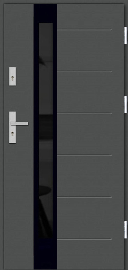 DRZWI ZEWNĘTRZNE LUKAR INOX 4T5 BLACK 85MM 90CM PAKIET TERMO UD1,1
