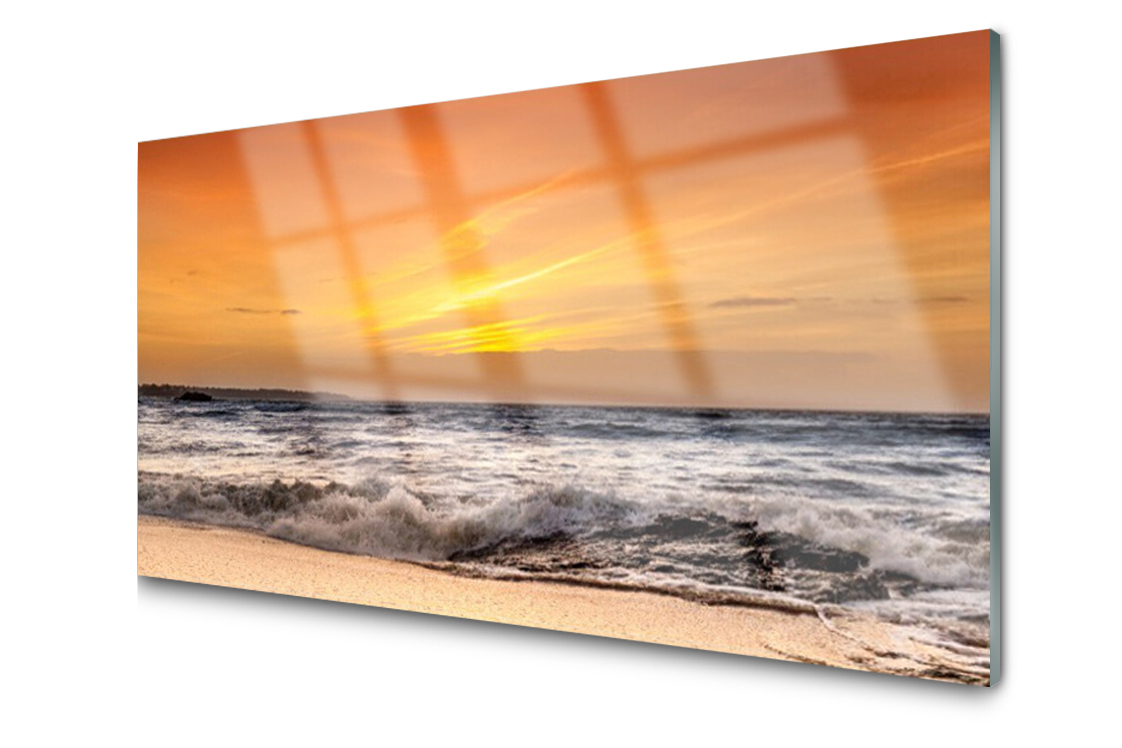 

Panel szklany Płytka Morze Słońce Fale 100x50