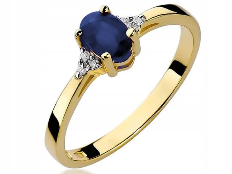 Elegantní prstýnek 585 s očkem se safírem a diamanty r12, módní