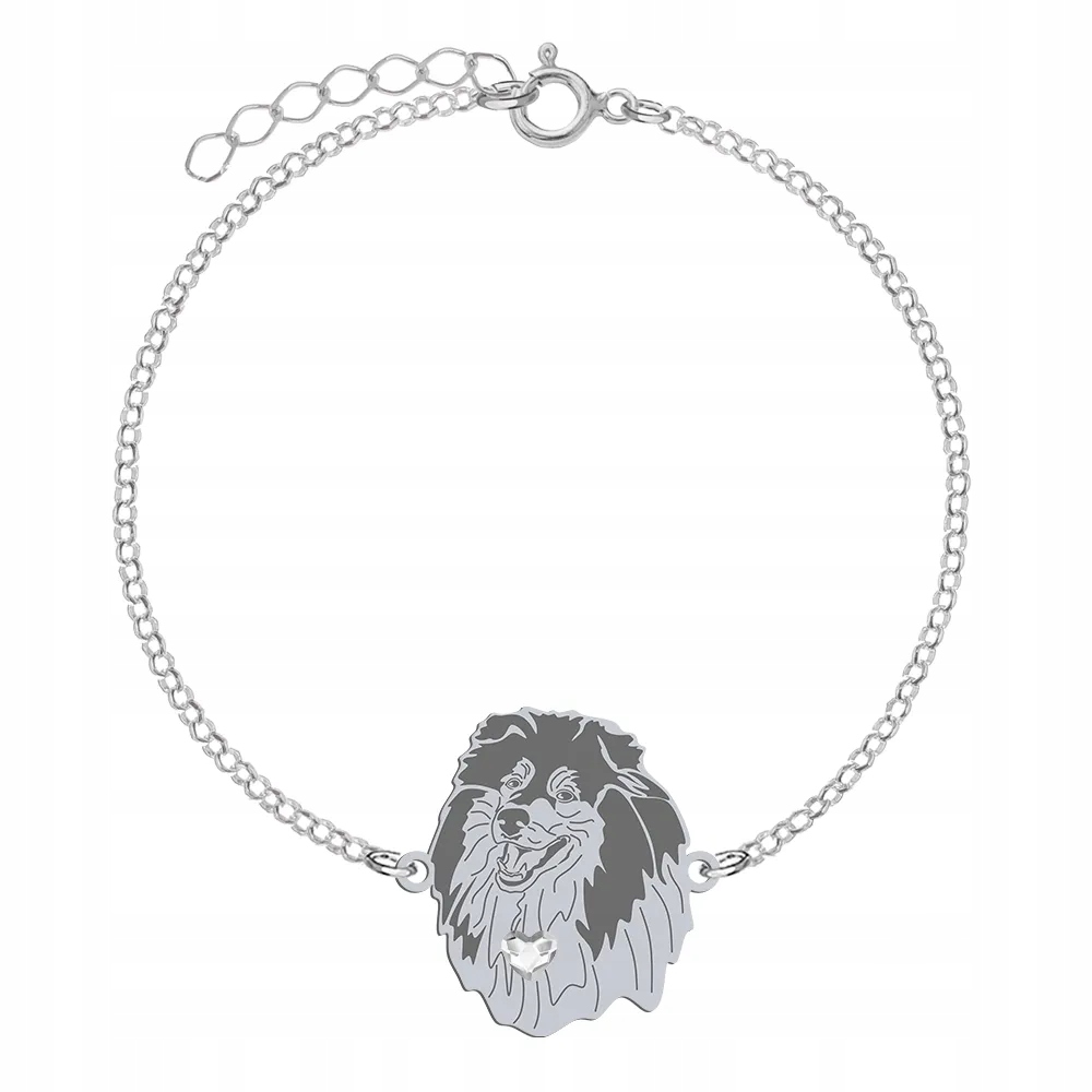 Stříbrný náramek se psem Skotský dlouhosrstý ovčák 925 Šperky Gravírování