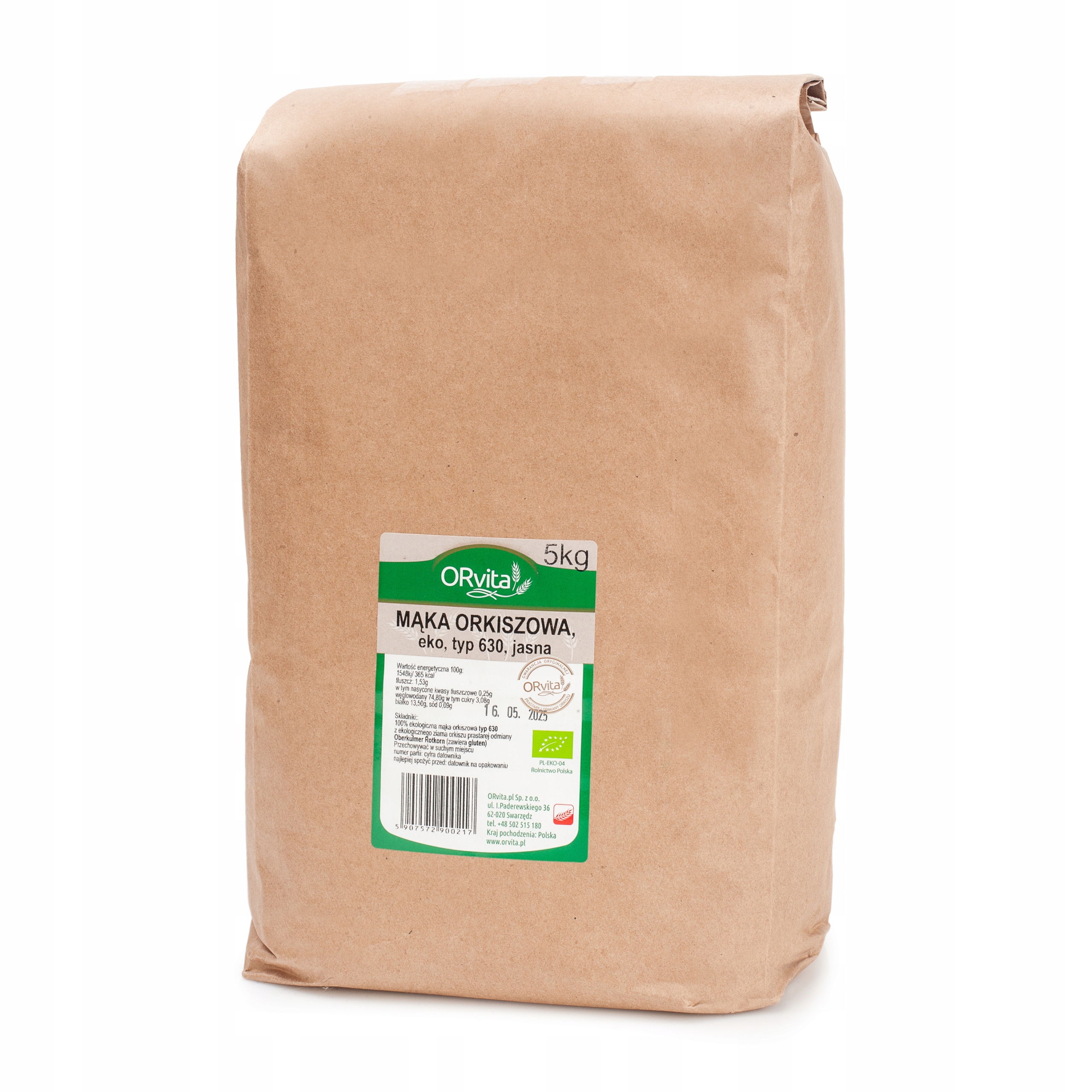 Mąka Orkiszowa Jasna typ 630 ORvita Eko 5 kg