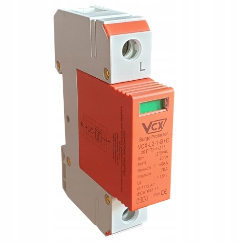 

Ogranicznik Przepięć Ochronnik B+c T1 T2 1P VCX