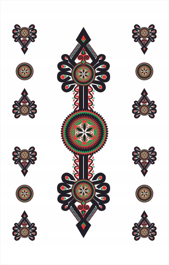 Obrus góralski portland regionalny Podhale folk biały w parzenice 140x250