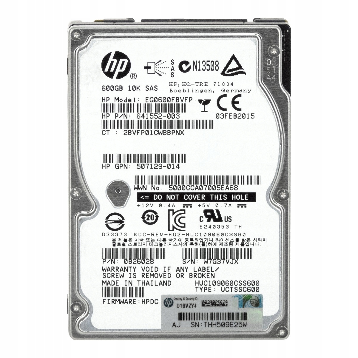 Hp 641552-003 600GB 10K SAS-2 64MB 2.5" EG0600FBVFP