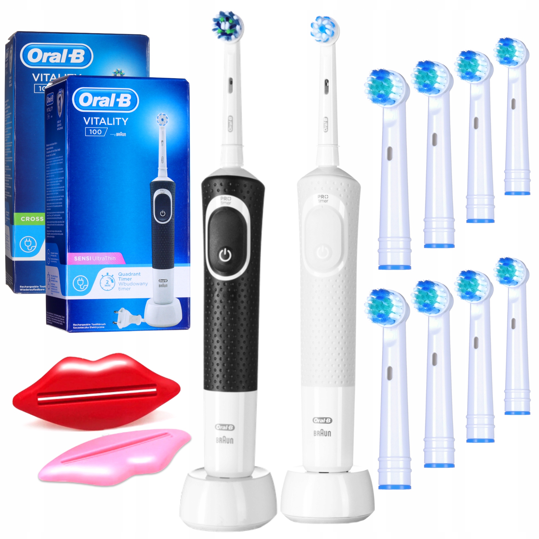 2x Szczoteczka Elektryczna Braun Oral-b Vitality 100 Dwupak Biała i Czarna