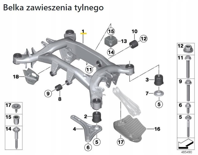 BMW X3 G01 X4 G02 SANKI WÓZEK BELKA TYŁ 6874404 Typ samochodu Samochody osobowe