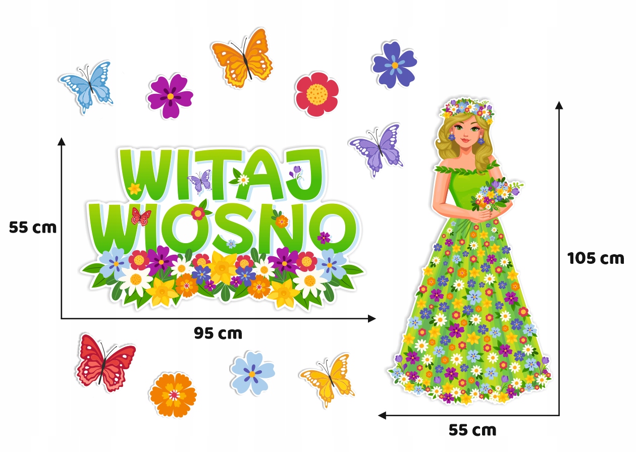 Dekoracja wiosenna Pani Wiosna (rozmiar XXL) Kod producenta OZDOBA-PANIWIOSNA-ZESTAW-01-XXL