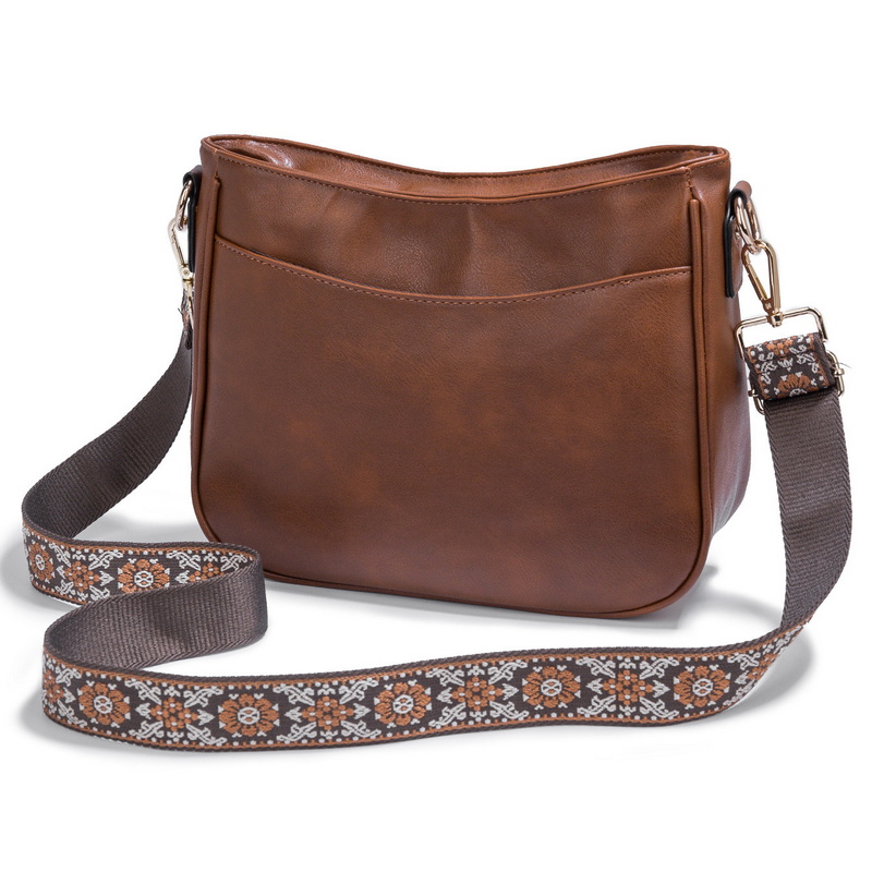 TOREBKA DAMSKA BRĄZOWA ELEGANCKA POJEMNA NA RAMIĘ PASEK BRĄZOWY Kolor brązowy