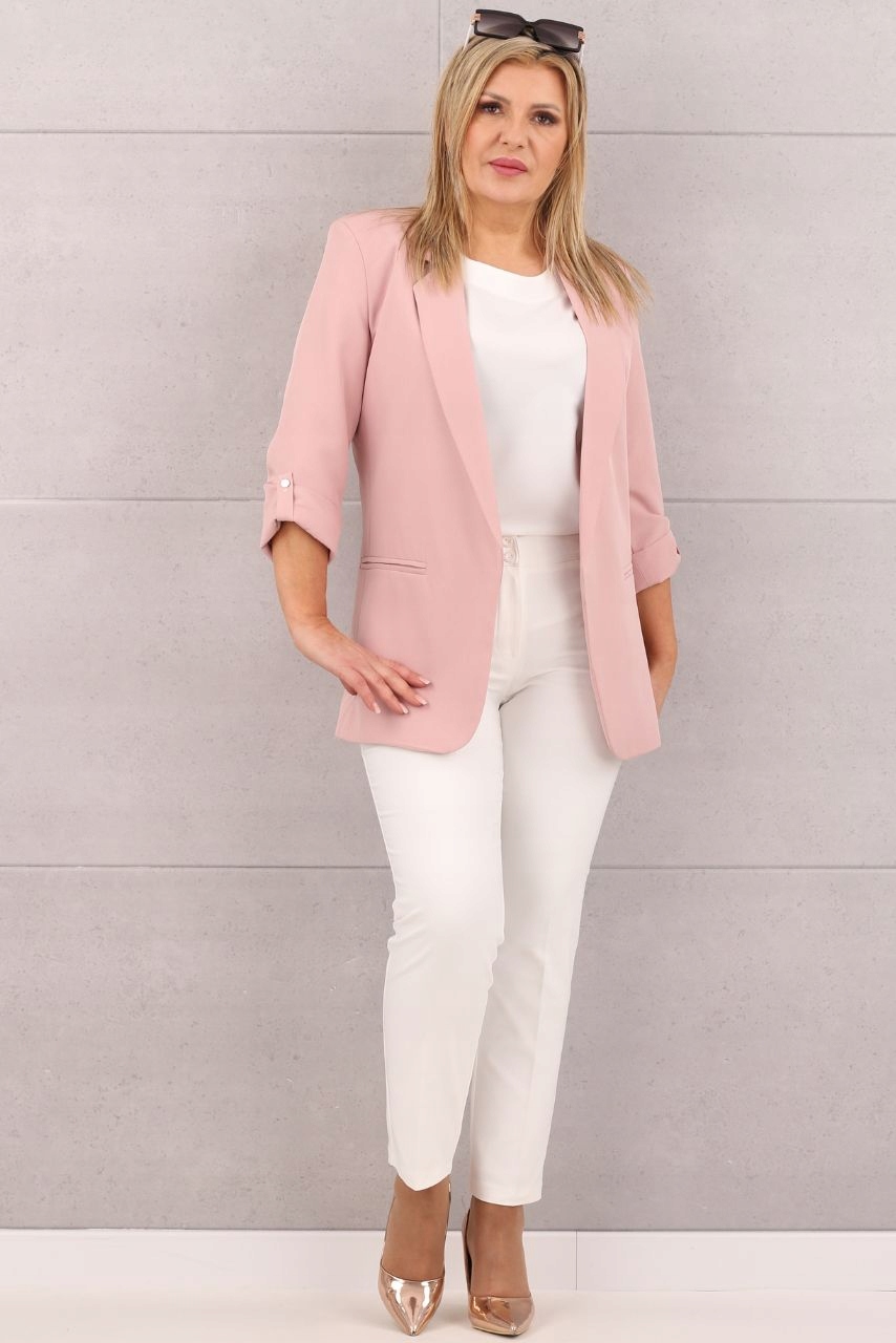 ŻAKIET MARYNARKA DŁUGA ELEGANCKA GŁADKA POLSKI PRODUCENT ROZMIARY Płeć kobieta