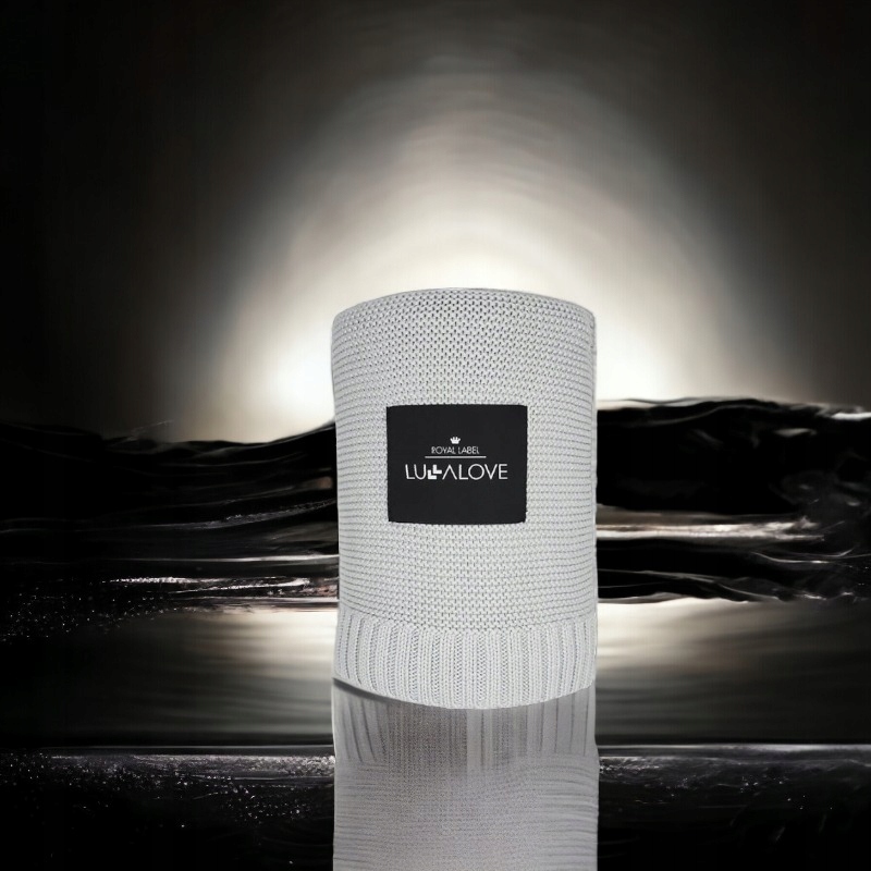 Duży bambusowy koc klasyczny szary - LULLALOVE Długość 120 cm