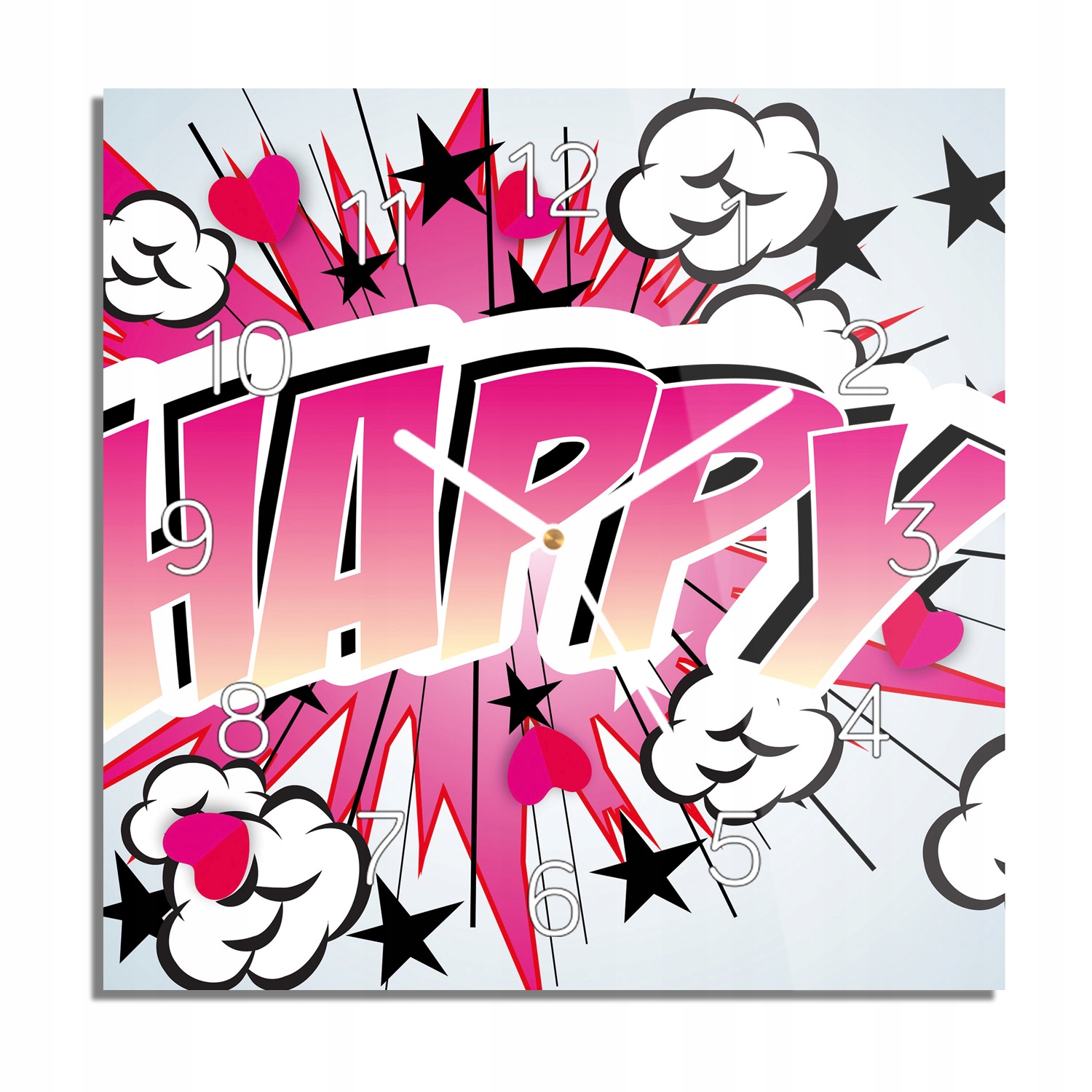 

Napis pop art komiks zegar na szkle 30x30 z foto