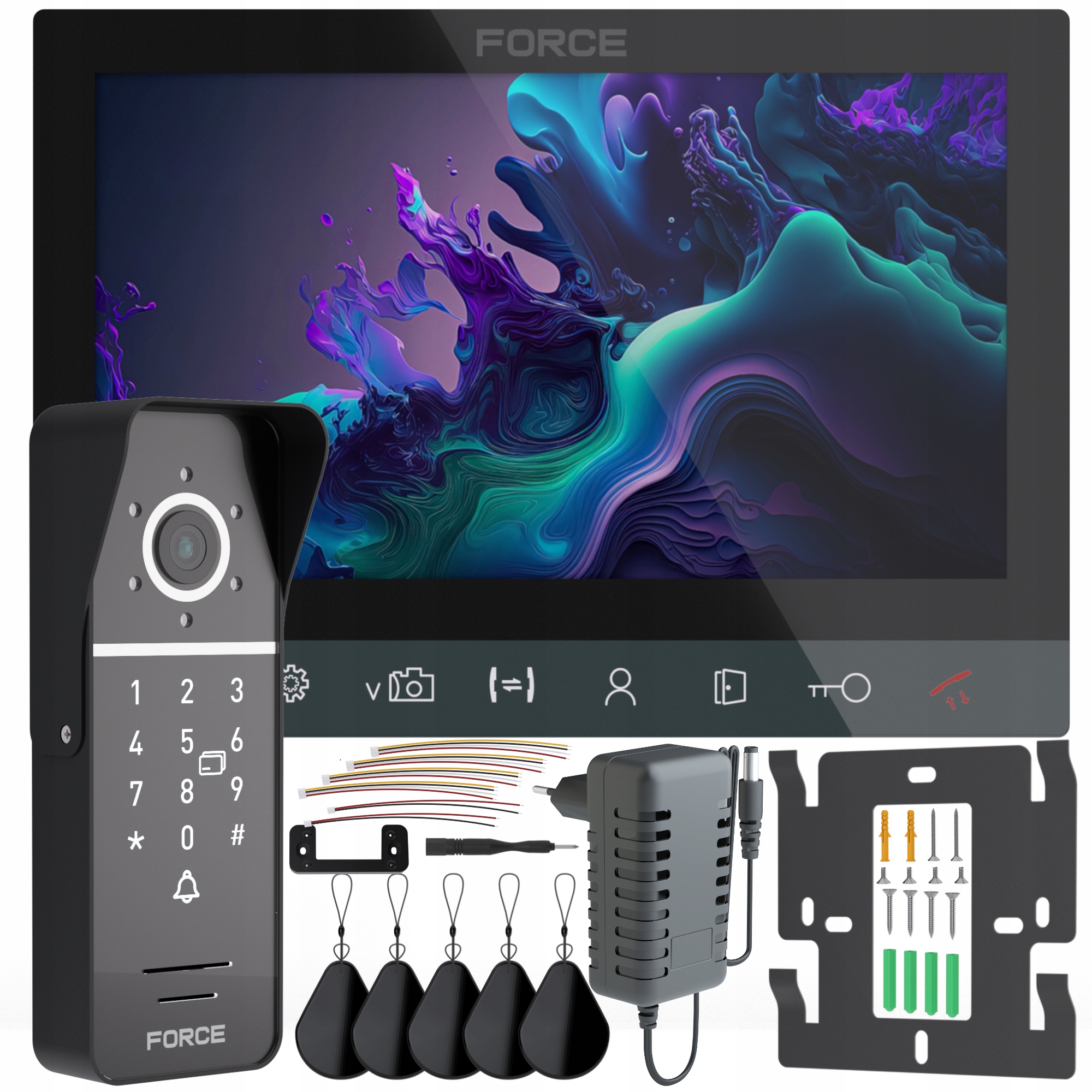 Videotelefon Force Ingo 7" Černý Full Hd Čtečka Klíčenek Brána