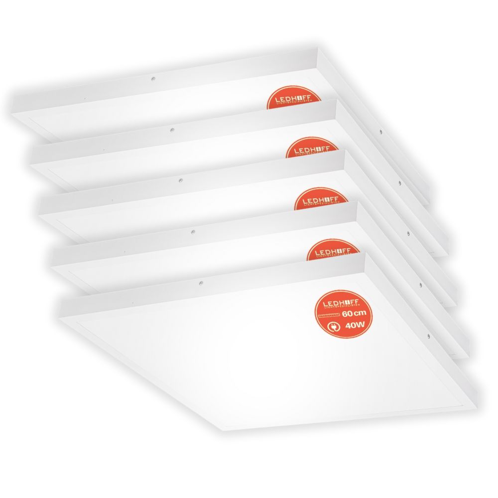 5x Led stropný panel Biely stropné svietidlo veľký Štvorcový 60x60cm kancelársky Výkonný