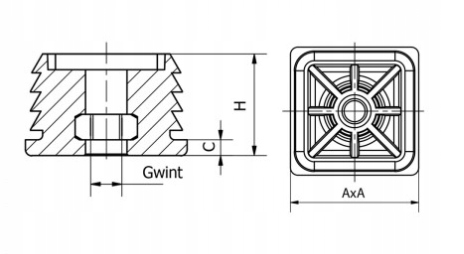 10 SZT WKŁADKA ZAŚLEPKA Z GWINTEM M8 PROFIL 25X25 Marka inna