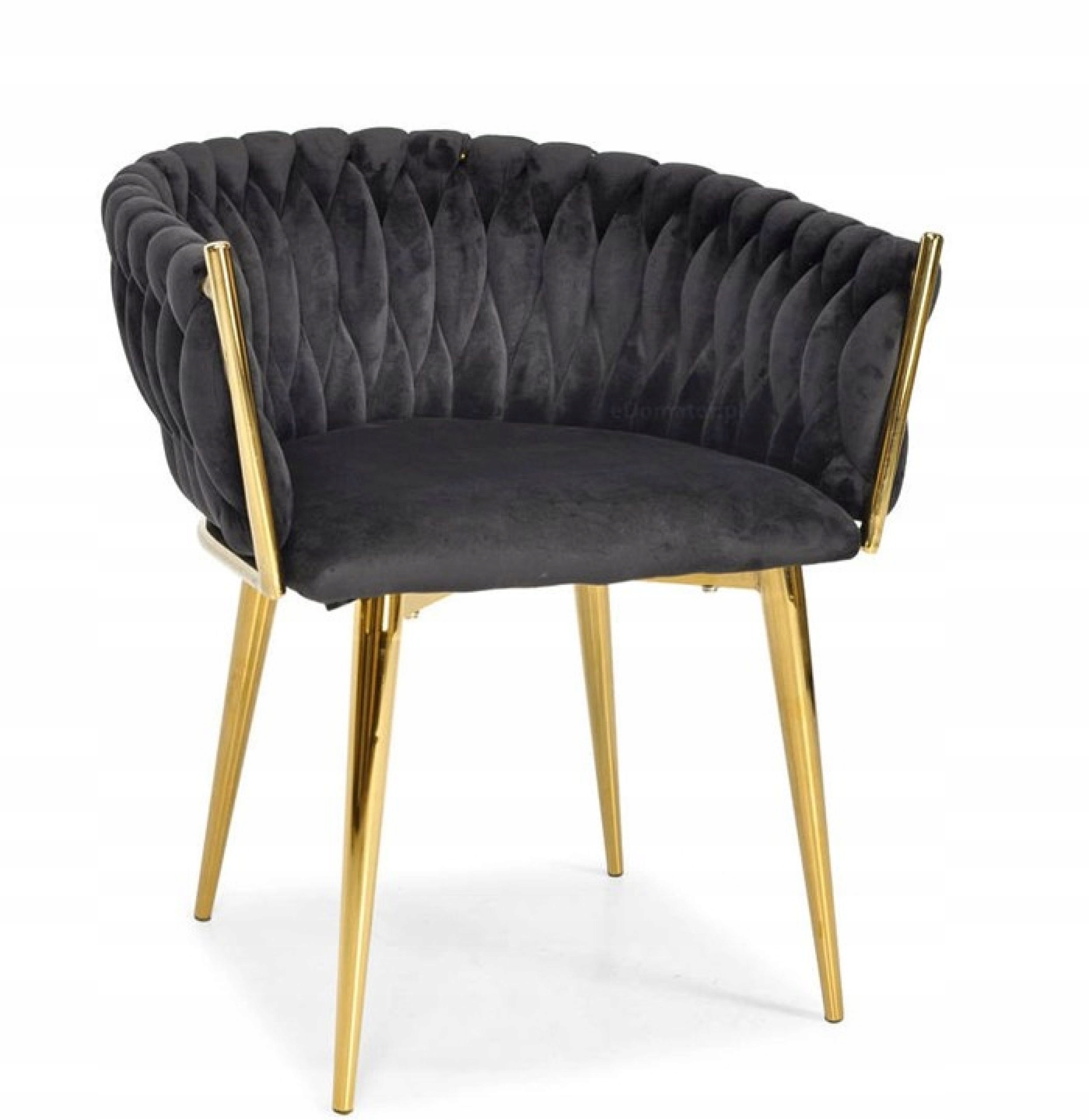 Velúrová stolička Glamour – Moderné zlaté nohy, čierna