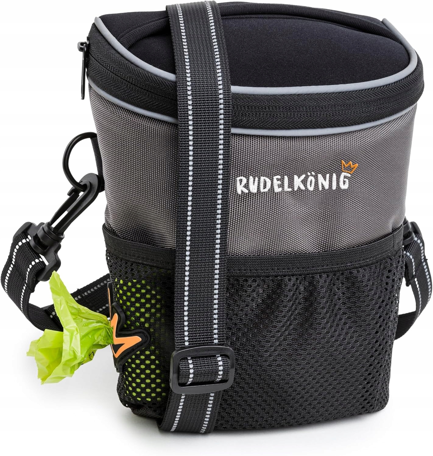 Rudelkönig taška na pamlsky pro psa, tréninková, voděodolná, 1.2 l, šedá