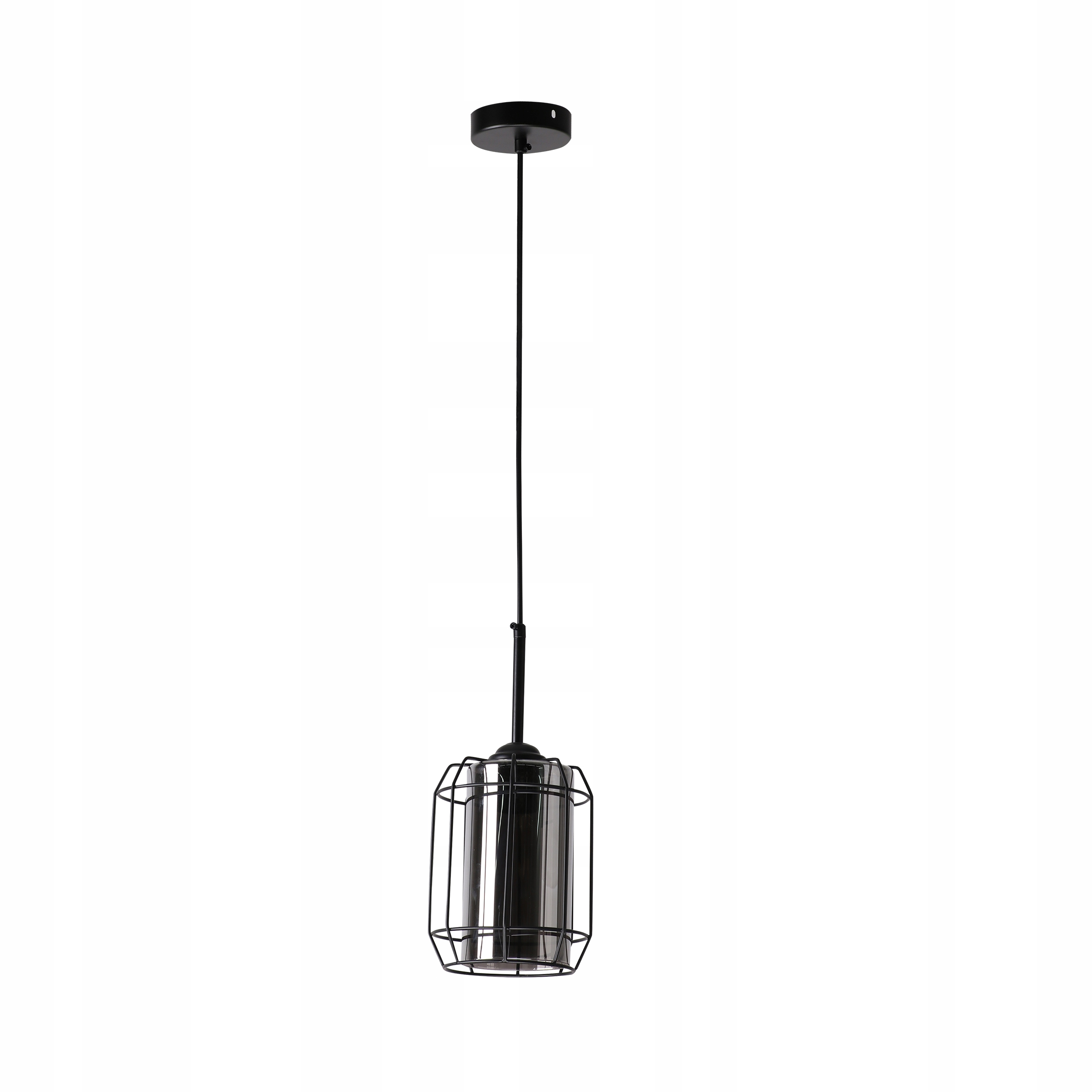 Závěsná lampa 1-bodová, jednobodová, černá, kouřová, skleněné stínítka Jonera