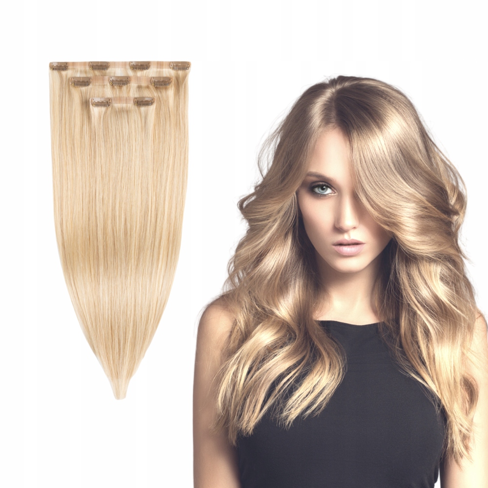 Bezešvé Clip přírodní vlasy 40 cm 3 pásky #18/22