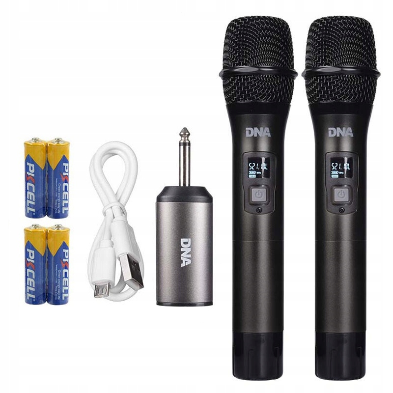 Mikrofon Bezprzewodowy 2X Dynamiczne Wokalne Odbiornik Dna Fu Dual Vocal