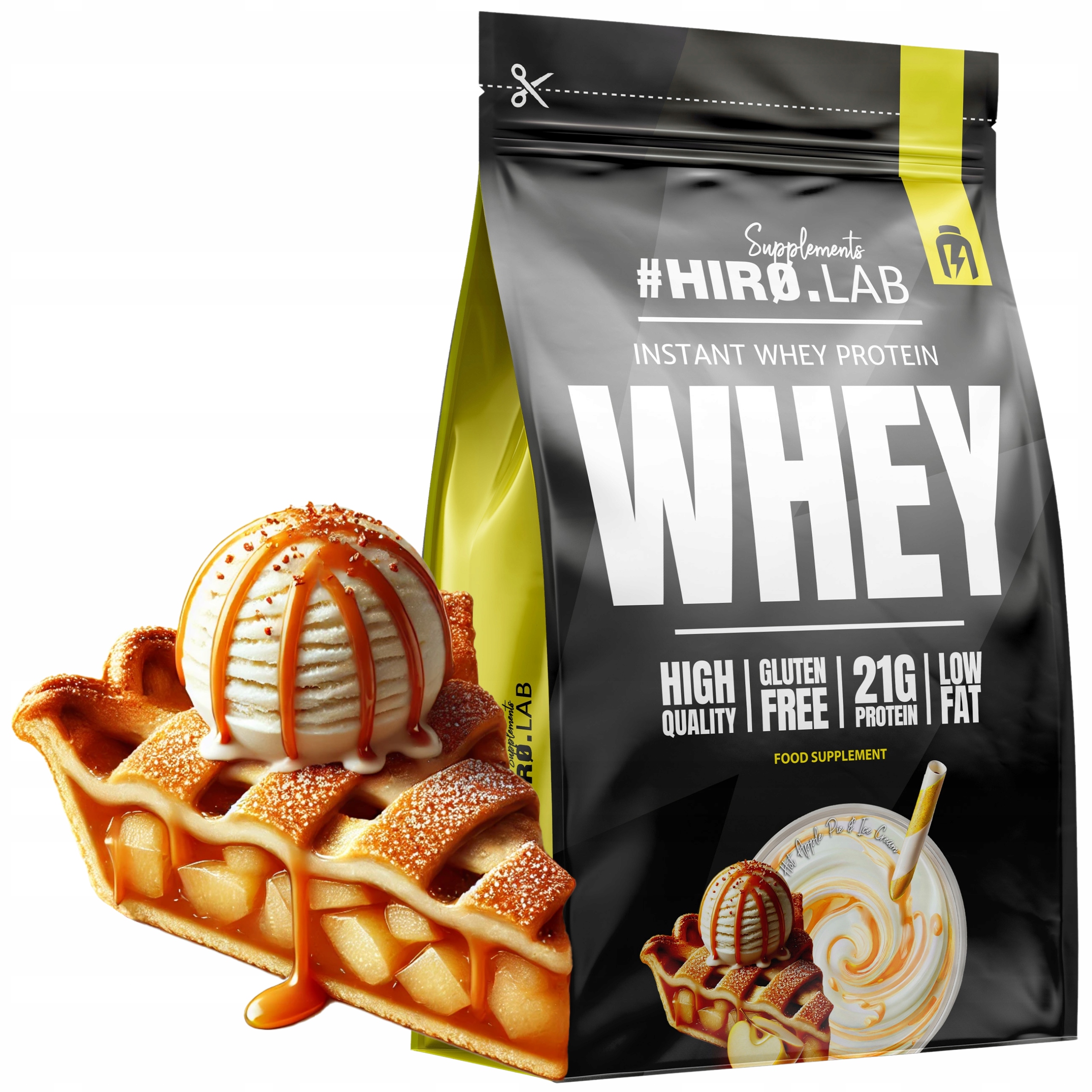 Protein Wpc Hiro.lab 2 kg Instant Whey Protein Jablečný Koláč Zmrzlina Doplněk Stravy