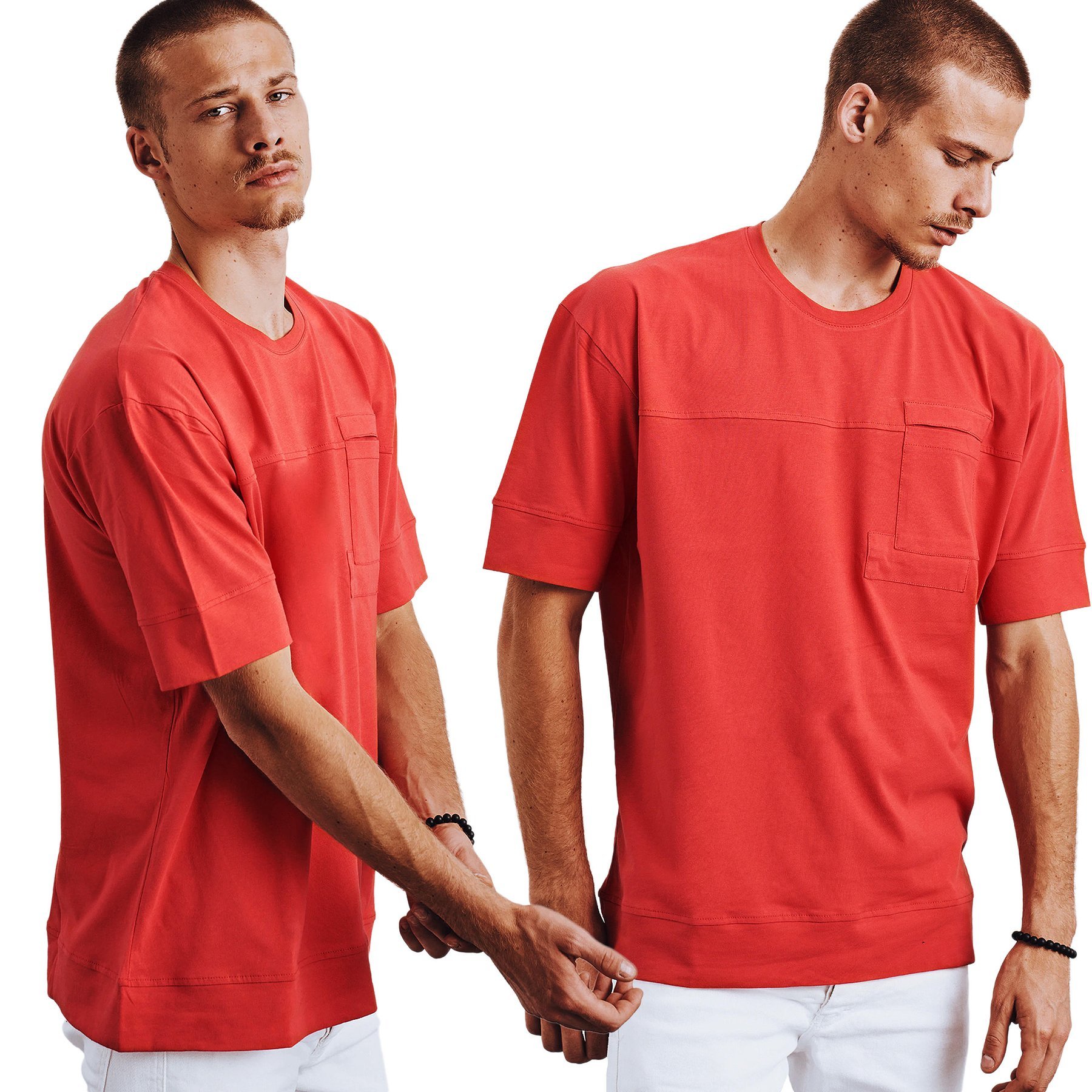 MĘSKA KOSZULKA T-SHIRT BEZ NADRUKU rx4632 - L