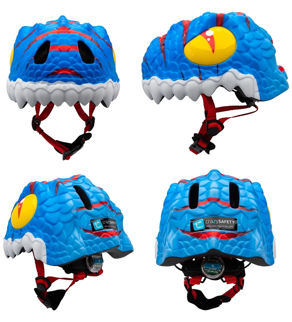 Kask rowerowy Crazy Safety Dino Led Niebieski S (49-55cm)