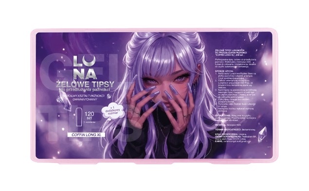 Gelové tipy pro prodlužování Luna Moon Coffin Long XL 240ks
