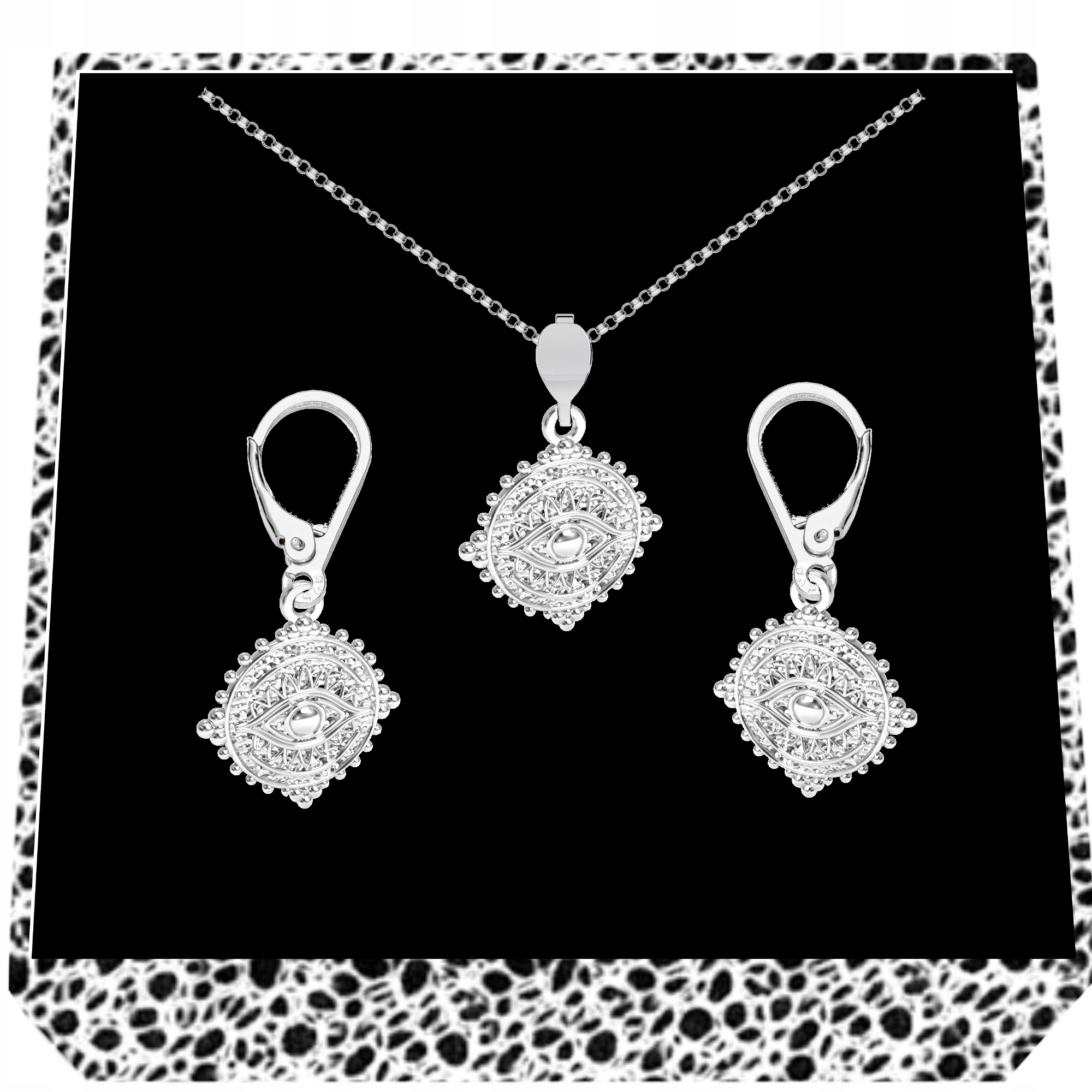 Sada stříbrných šperků Nazar Oko proroka Talisman ochrany Stříbro 925