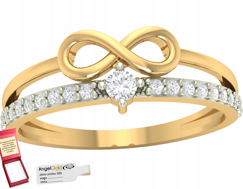 Zlatý Prstýnek S Znakem Nekonečna Zirkony Pr. 585