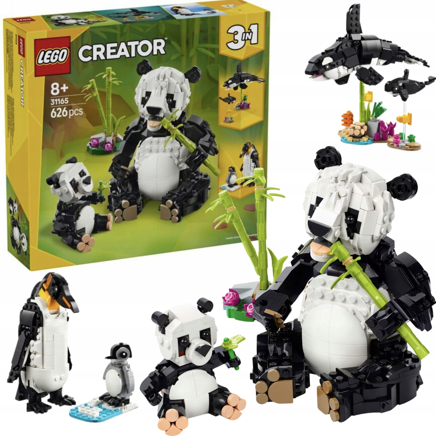 Lego Creator 3W1 Dzikie Zwierzęta Rodzina Pand 31165 Panda Orka Pingwin