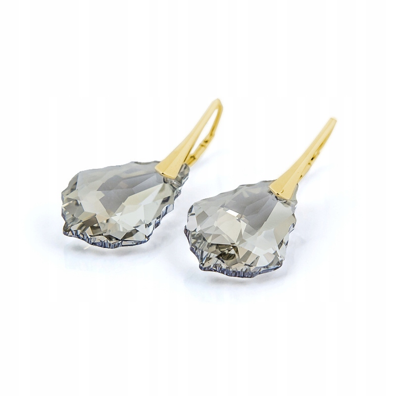 Stříbrné 925 pozlacené Náušnice Swarovski Baroque 22 mm Silver Shade
