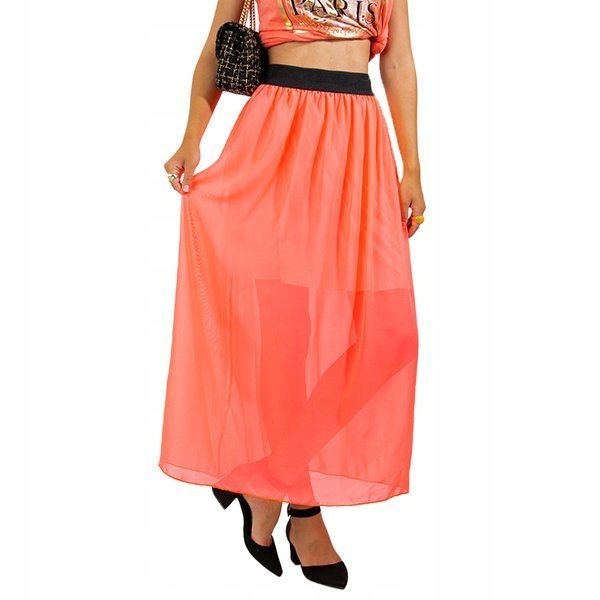 

AD03 Coral Koralowa Spódnica Maxi Uniwersalny
