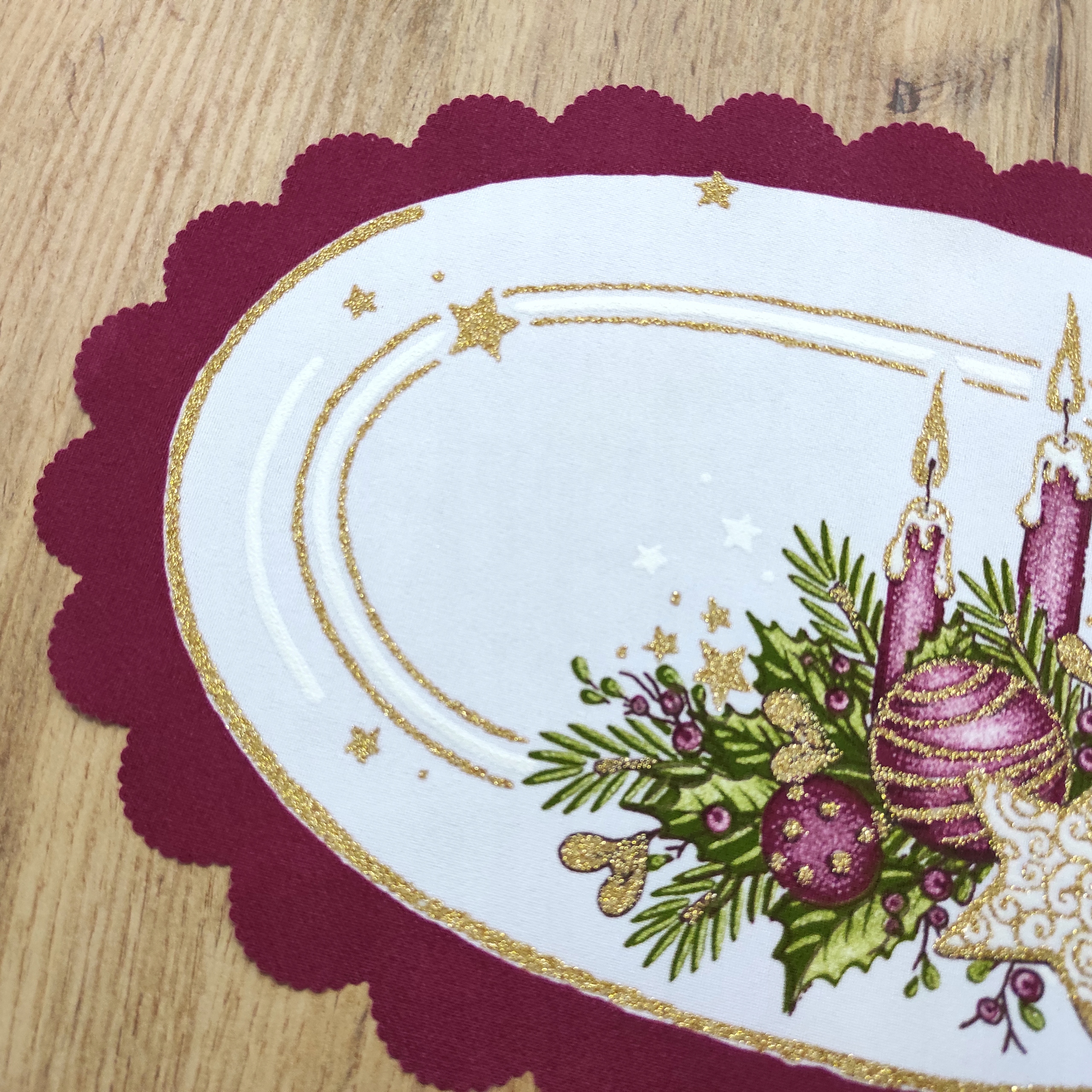 Serwetka Świąteczna 20x30 cm ŚWIECZKI bordowa Marka inna