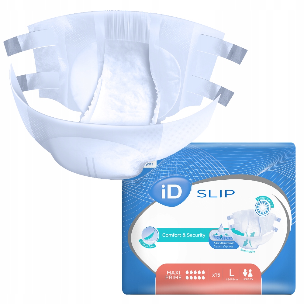 

Pieluchomajtki iD Slip Maxi Prime 10K 15szt. r.L