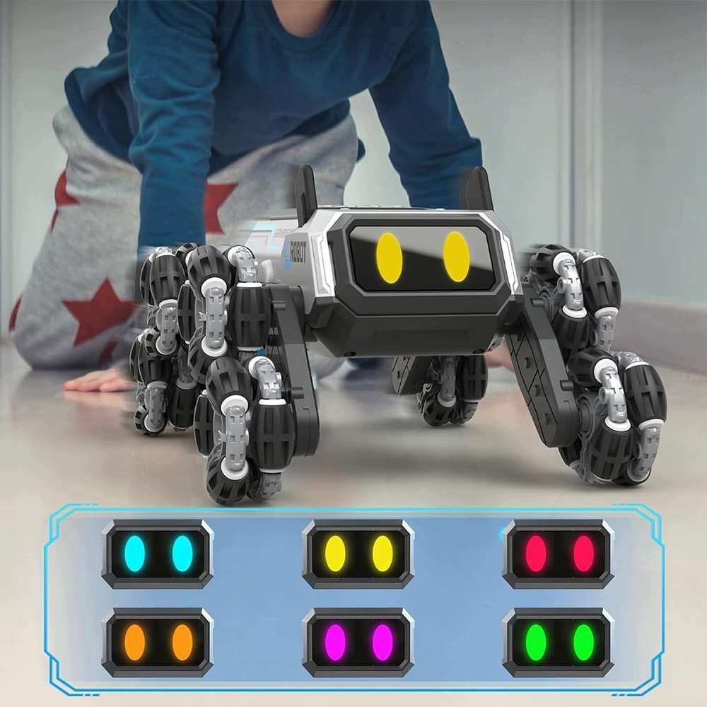 Hračka Robot Pes s dálkovým ovládáním a hodinkami, baterie 500 Mah, stříbrná barva