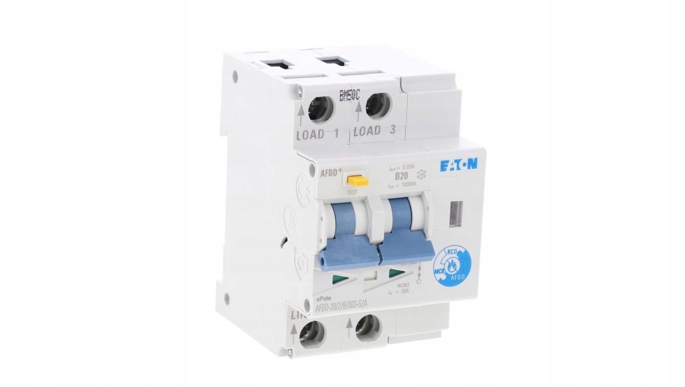 Przeciwpożarowy detektor iskrzenia 2P B 20A 0,03A typ G/a AFDD-20/2/B/003-G