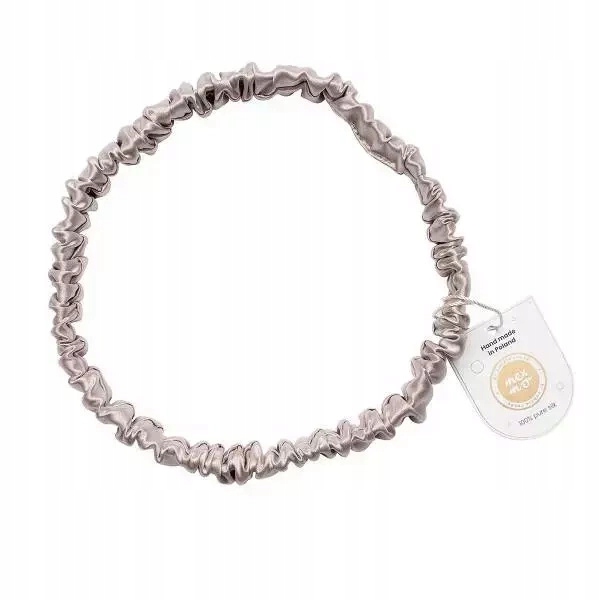 Mexmo Široká hedvábná nařasená čelenka Taupe