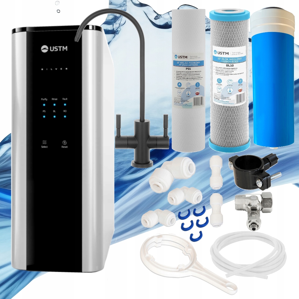 3stopniowy filtr wody odwrócona osmoza Ro Silver wylewka czarny mat Ustm