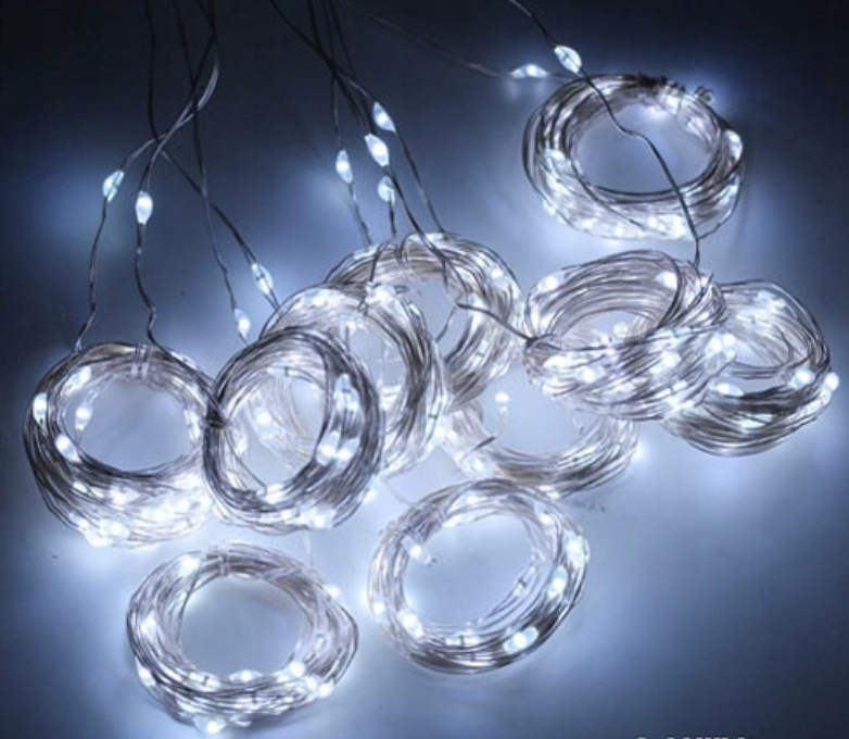 Závěs Na Drátku 300 Led Usb Bílý Studený Dálkový Ovladač