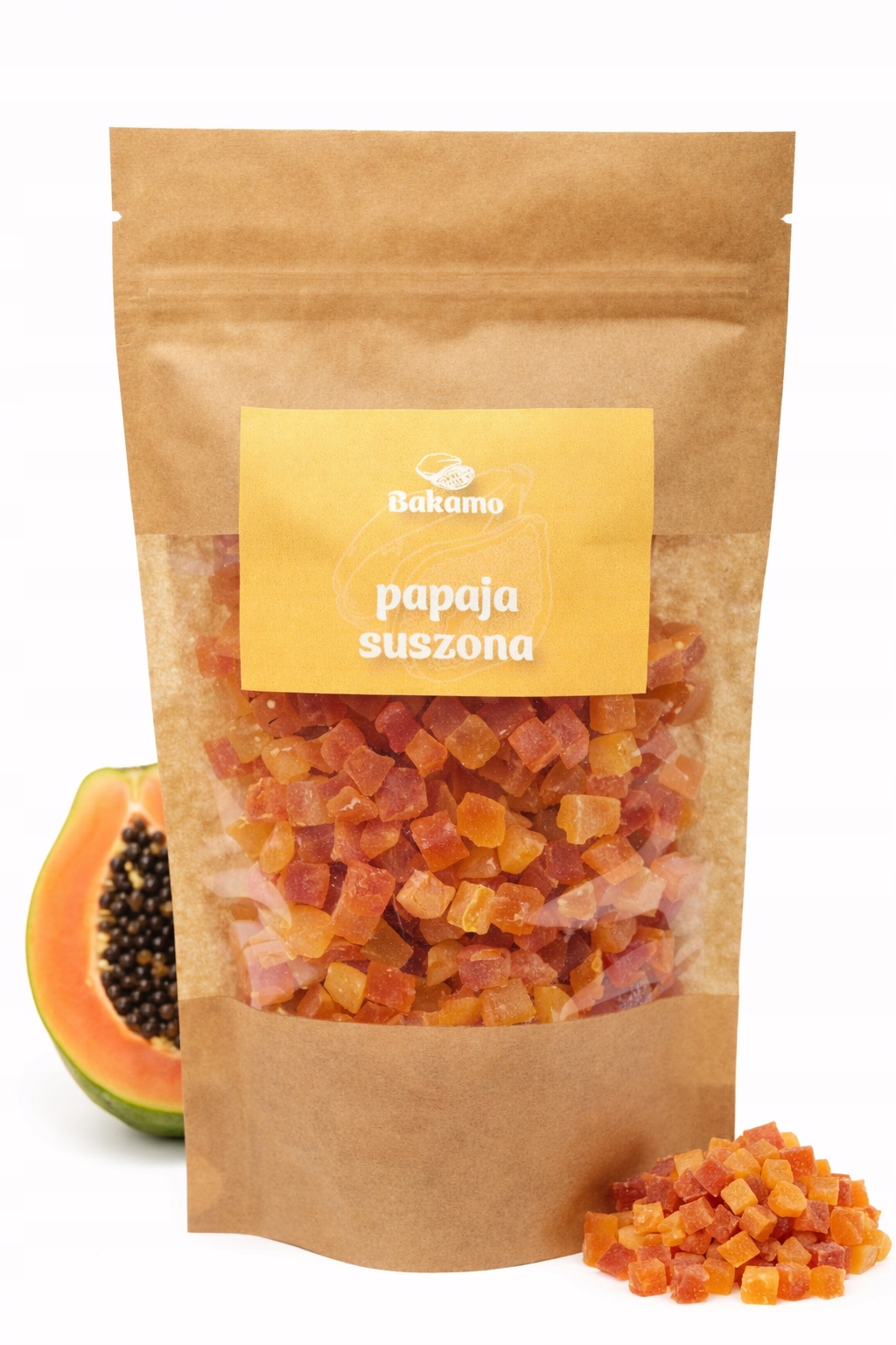 Kandovaná Papája 500 g přírodní sladká aromatická Bakamo