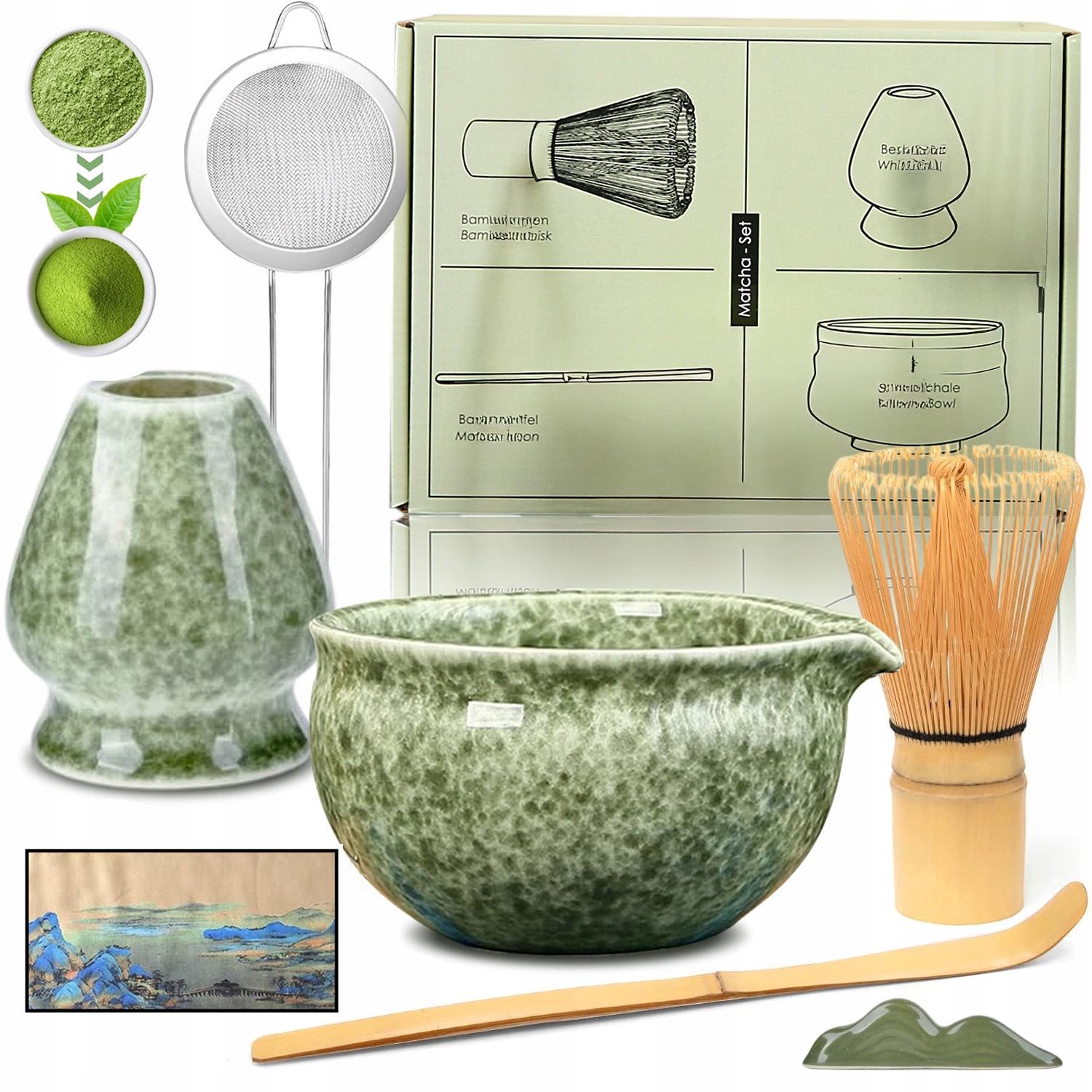 Levně Bambusová Sada Na Matchu S Mísou, Šlehací Metlou A Příslušenstvím 7 Ks Jako Dárek