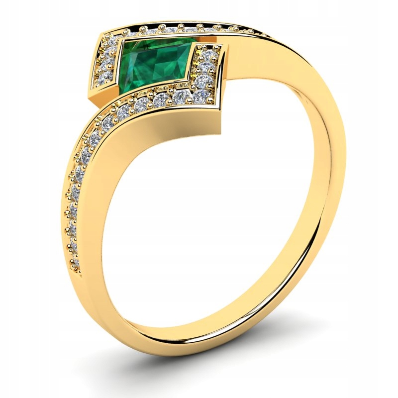 

Pierścionek Złoty Błyszczący Z Zieloną Cyrkonią