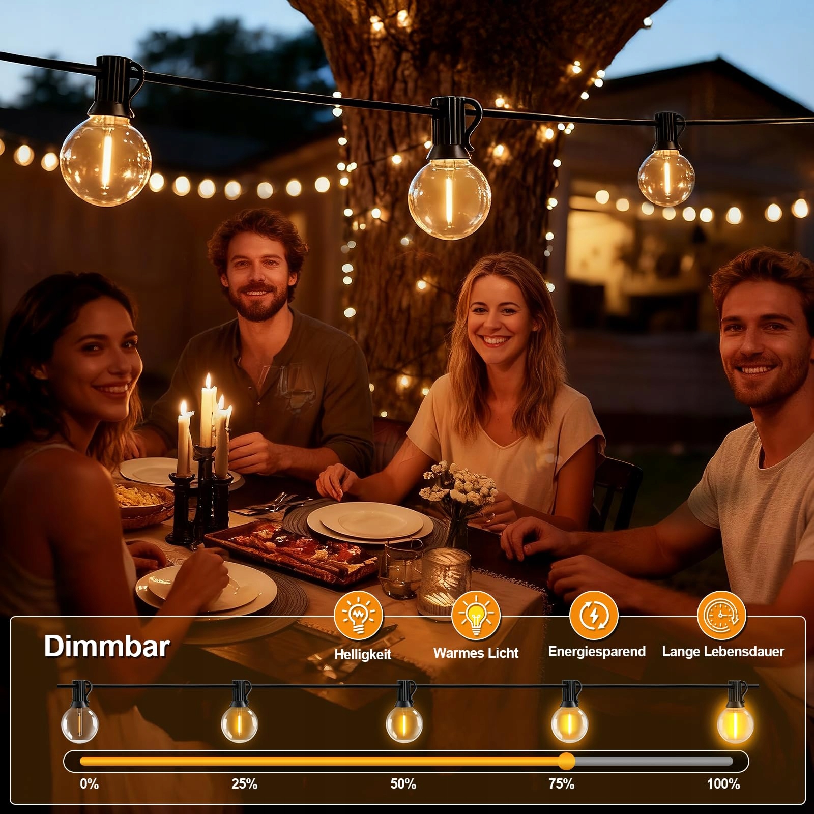 AODLEDY Lampa LED Zewnętrzna 30m Dimmbar Balkon Ogród Wodoodporna — miniatura 6